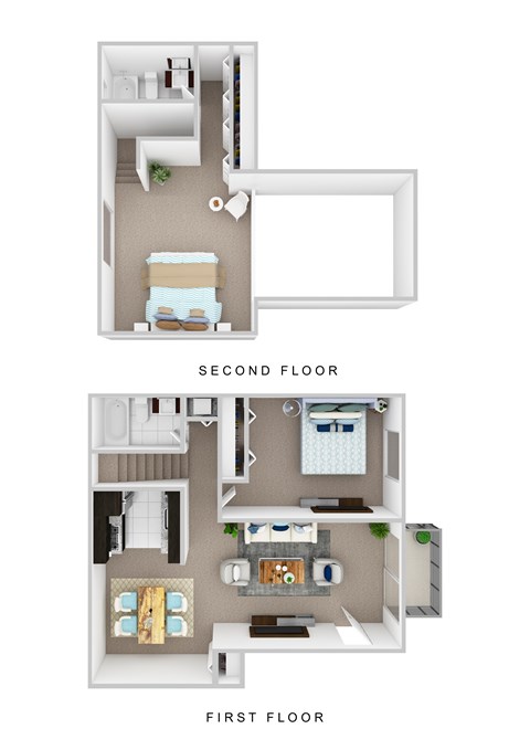 Floor plan for 2 beds, 2 baths, 1250 sqft